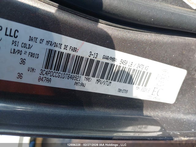 12556228 :رقم المزاد ، 3C4PDCCG1DT640921 vin ، 2013 Dodge Journey Sxt/crew مزاد بيع
