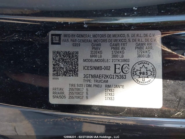 Продаж на аукціоні авто 2019 Gmc Sierra K1500, vin: 3GTN9AEF2KG175363, номер лоту: 12556231