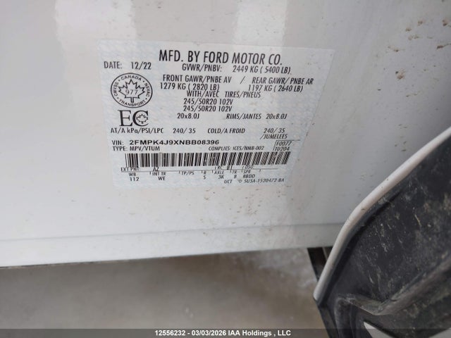 Продажа на аукционе авто 2022 Ford Edge St Line, vin: 2FMPK4J9XNBB08396, номер лота: 12556232