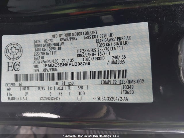 Продаж на аукціоні авто 2023 Ford Bronco, vin: 1FMDE5BH6PLB08758, номер лоту: 12556236