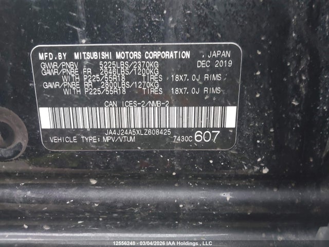 JA4J24A5XLZ608425 Mitsubishi Outlander Sel/gt/fe