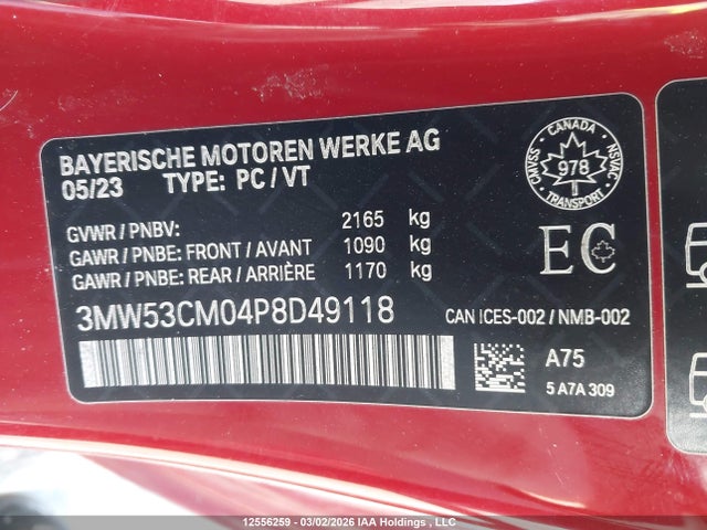 Aukcja sprzedaży 2023 Bmw M240i Xdrive, vin: 3MW53CM04P8D49118, numer aukcji: 12556259