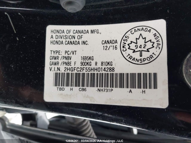 Aukcja sprzedaży 2017 Honda Civic Lx, vin: 2HGFC2F55HH014288, numer aukcji: 12556261