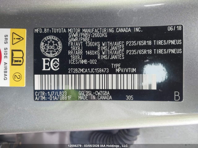12556279 :رقم المزاد ، 2T2BZMCA1JC158473 vin ، 2018 Lexus Rx 350/base/f Sport مزاد بيع