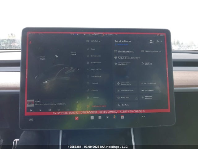 12556281 :رقم المزاد ، 5YJ3E1EB2LF800772 vin ، 2020 Tesla Model 3 Long Range مزاد بيع