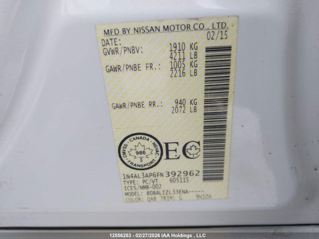1N4AL3AP6FN392962 Nissan Altima 2.5/s/sv/sl