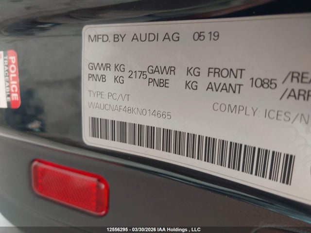 Aukcja sprzedaży 2019 Audi A4 Technik, vin: WAUCNAF48KN014665, numer aukcji: 12556295