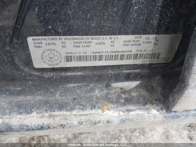 Auction sale of the 2010 Volkswagen Golf 2.5l Comfortline/2.5l Trendline, vin: 3VWKX7AJ9AM648999, lot number: 12556298