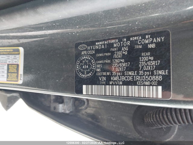 Aukcja sprzedaży 2024 Hyundai Tucson Sel, vin: KM8JBCDE1RU350888, numer aukcji: 12556300