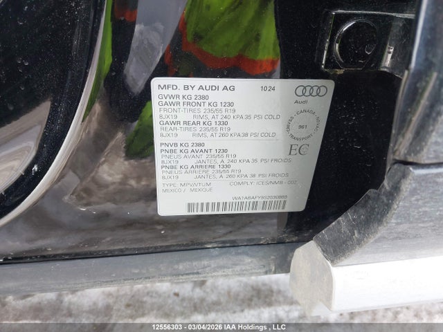 Aukcja sprzedaży 2025 Audi Q5 40, vin: WA1ABAFY9S2030889, numer aukcji: 12556303