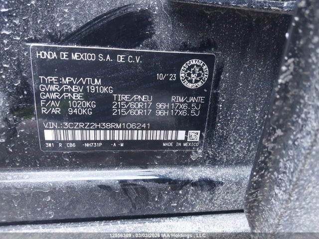 3CZRZ2H38RM106241 Honda HR-V LX