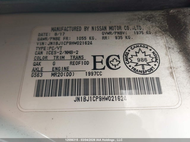 JN1BJ1CP9HW021624 Nissan Rogue Sport S/sv/sl