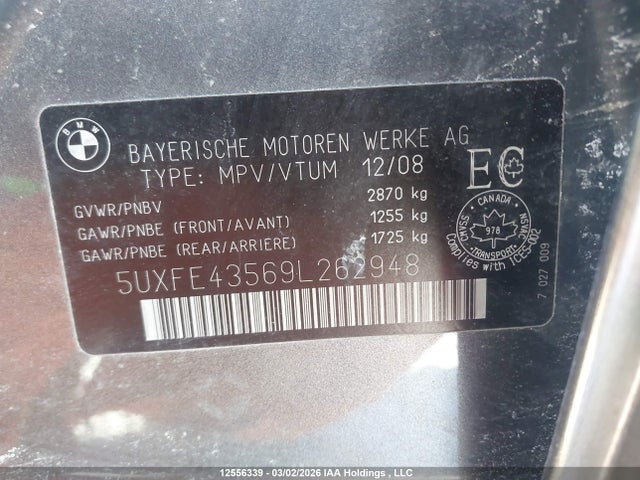 Aukcja sprzedaży 2009 Bmw X5 Xdrive30i, vin: 5UXFE43569L262948, numer aukcji: 12556339