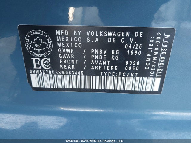 3VWSX7BU8SM083445 Volkswagen Jetta Comfortline