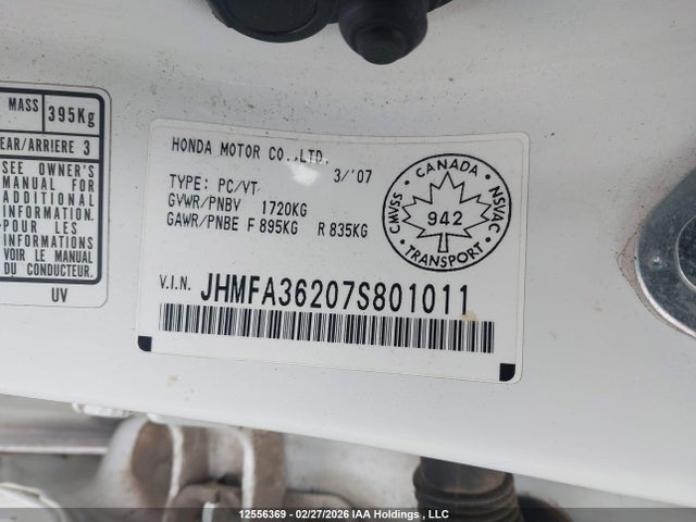 Aukcja sprzedaży 2007 Honda Civic Hybrid, vin: JHMFA36207S801011, numer aukcji: 12556369