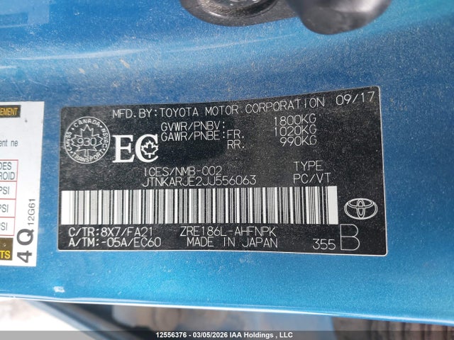 JTNKARJE2JJ556063 Toyota COROLLA IM