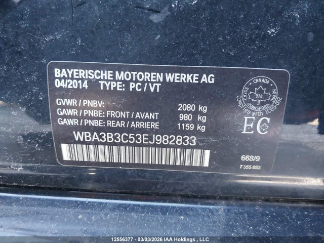 Aukcja sprzedaży 2014 Bmw 328 Xi, vin: WBA3B3C53EJ982833, numer aukcji: 12556377