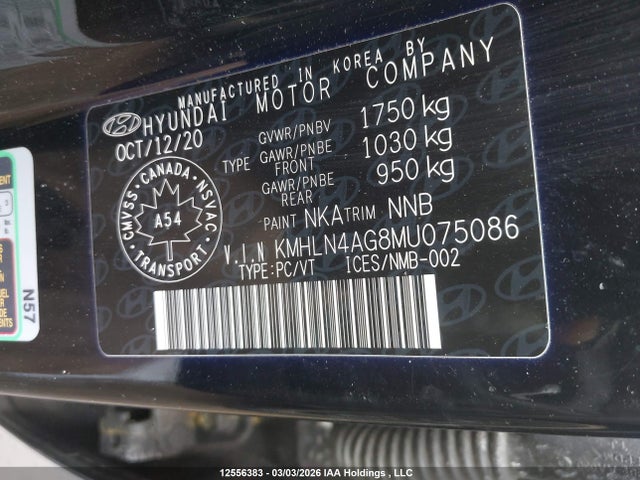 KMHLN4AG8MU075086 Hyundai Elantra Ultimate Ivt With Tech Package