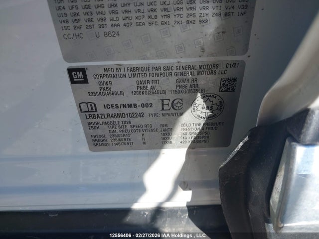 12556406 :رقم المزاد ، LRBAZLR48MD102242 vin ، 2021 Buick Envision Preferred مزاد بيع