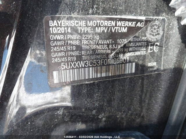 BMW X4 Xdrive28i 2015 5UXXW3C53F0M86901 Image 9
