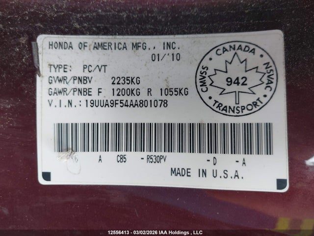 Продаж на аукціоні авто 2010 Acura Tl, vin: 19UUA9F54AA801078, номер лоту: 12556413