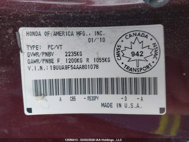 Продаж на аукціоні авто 2010 Acura Tl, vin: 19UUA9F54AA801078, номер лоту: 12556413