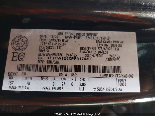 Ford F150 Supercrew 2023 1FTFW1E8XPFA17439 Image 19