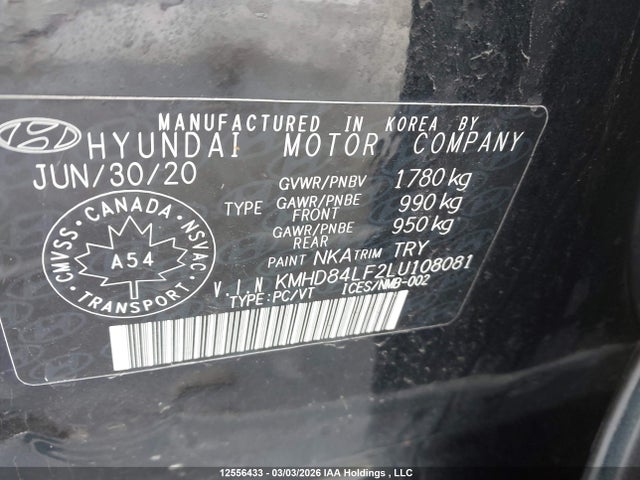 KMHD84LF2LU108081 Hyundai Elantra Preferred Auto Ivt