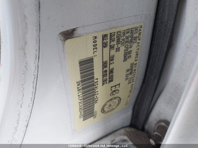 2012 Nissan Versa S/sl მანქანა იყიდება აუქციონზე, vin: 3N1BC1CP3CK804405, აუქციონის ნომერი: 12556435
