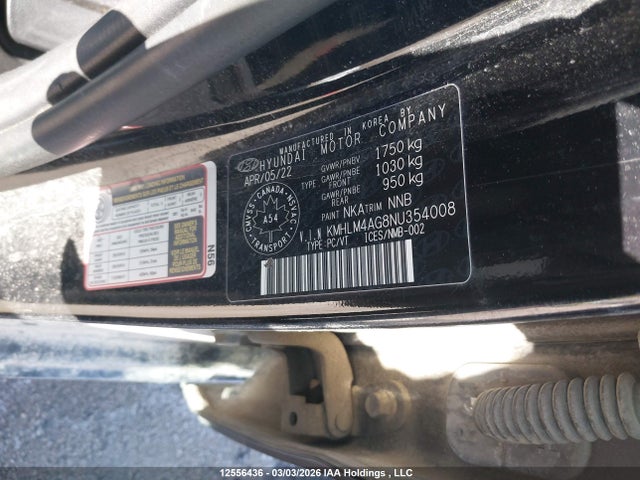 KMHLM4AG8NU354008 Hyundai Elantra Preferred Ivt