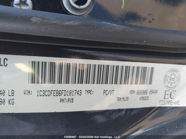 12556467 :رقم المزاد ، 1C3CDFEB6FD101743 vin ، 2015 Dodge Dart Gt مزاد بيع