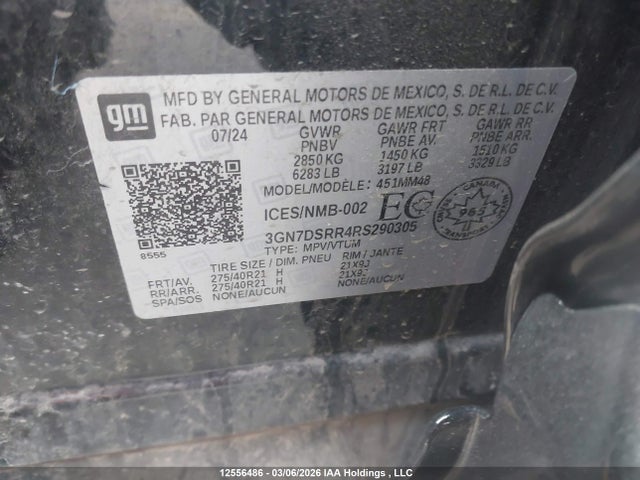 2024 Chevrolet Equinox Ev Rs მანქანა იყიდება აუქციონზე, vin: 3GN7DSRR4RS290305, აუქციონის ნომერი: 12556486