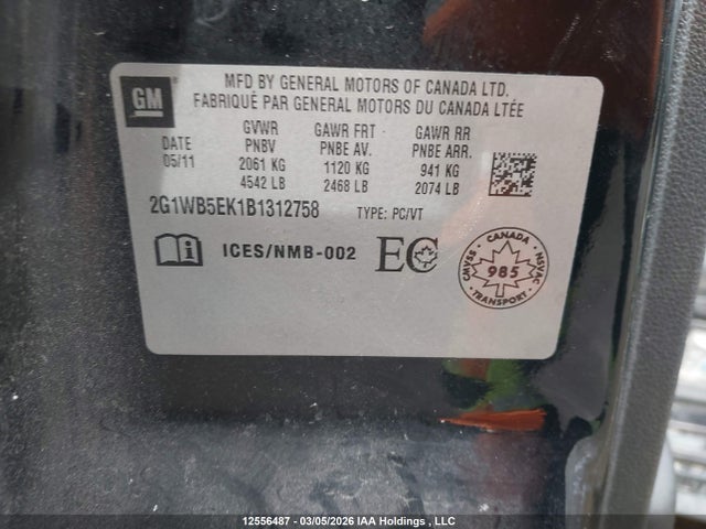 Aukcja sprzedaży 2011 Chevrolet Impala, vin: 2G1WB5EK1B1312758, numer aukcji: 12556487