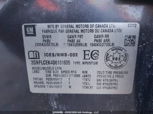 Продаж на аукціоні авто 2013 Chevrolet Equinox Ls, vin: 2GNFLCEK4D6101835, номер лоту: 12556488