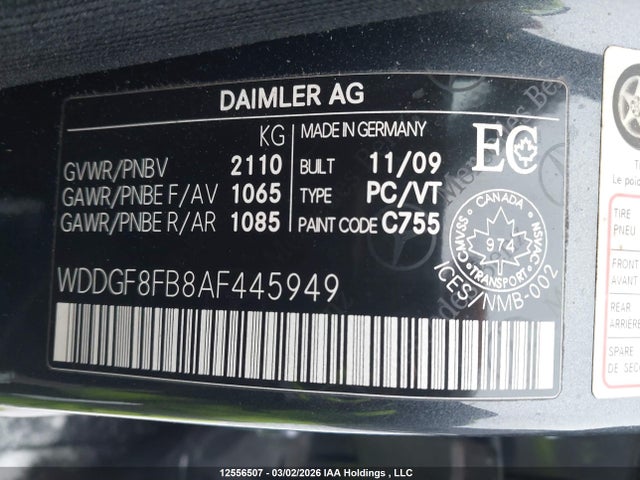 Aukcja sprzedaży 2010 Mercedes-benz C 250 4matic, vin: WDDGF8FB8AF445949, numer aukcji: 12556507