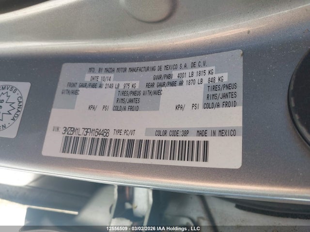 12556509 :رقم المزاد ، 3MZBM1L73FM164468 vin ، 2015 Mazda Mazda3 Gs مزاد بيع