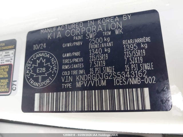 KNDRGDJG2S5343162 KIA Sorento Hev Ex