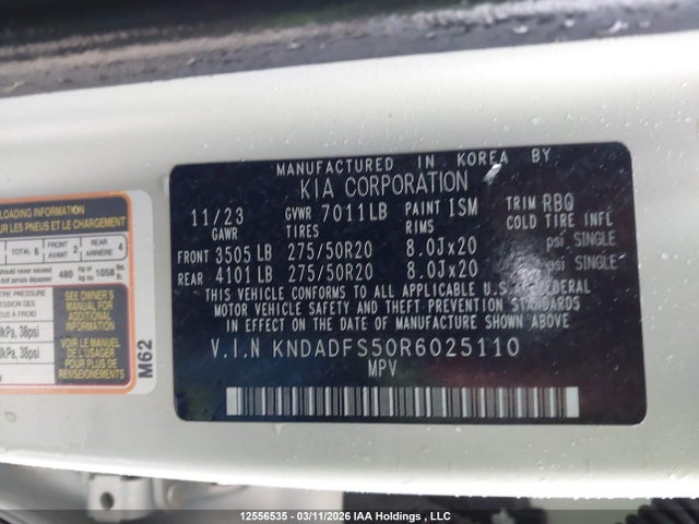 KNDADFS50R6025110 KIA Ev9 Land