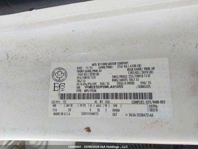 Продажа на аукционе авто 2021 Ford Bronco Outer Banks, vin: 1FMEE5DP0MLA91055, номер лота: 12556541