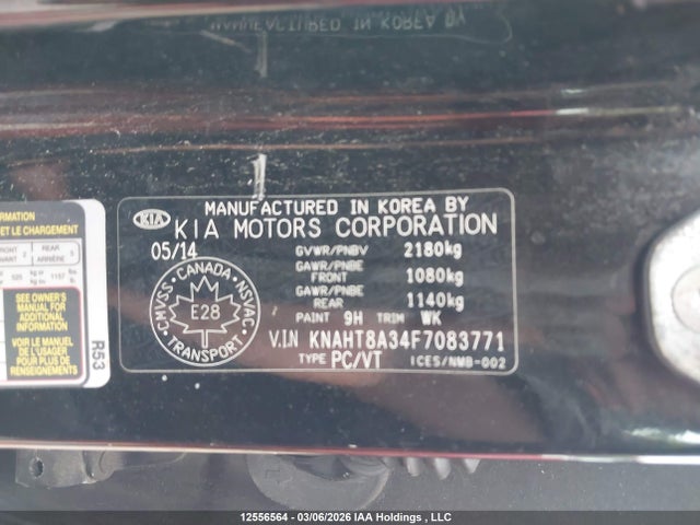12556564 :رقم المزاد ، KNAHT8A34F7083771 vin ، 2015 Kia Rondo Lx/lx Value/lx Winter Edition مزاد بيع