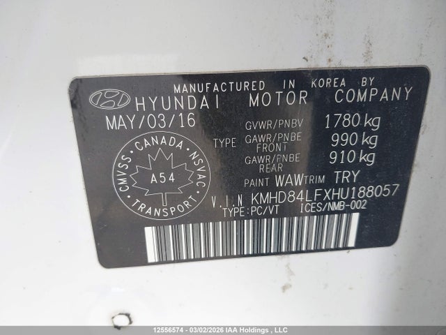 KMHD84LFXHU188057 Hyundai Elantra Gls