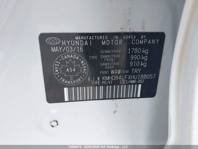 KMHD84LFXHU188057 Hyundai Elantra Gls
