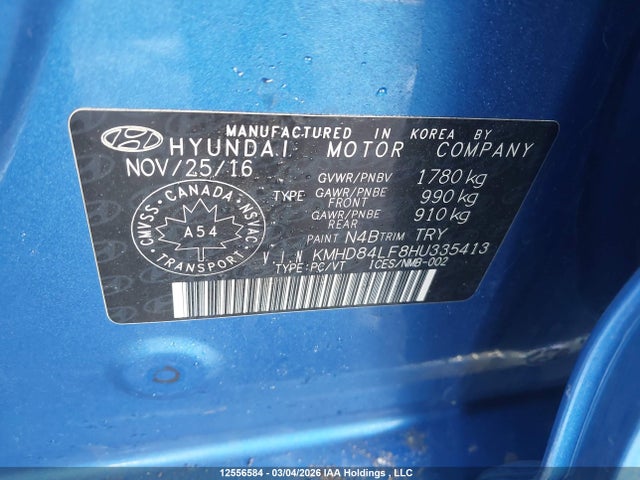 KMHD84LF8HU335413 Hyundai Elantra