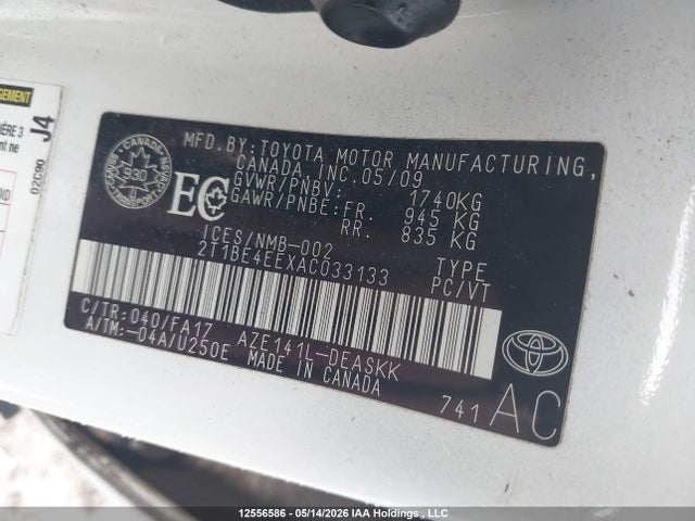 Aukcja sprzedaży 2010 Toyota Corolla Xrs Xrs, vin: 2T1BE4EEXAC033133, numer aukcji: 12556586