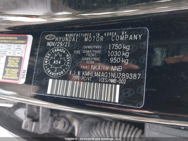 KMHLM4AG1NU289387 Hyundai Elantra Preferred Ivt With Sun And Tech Package