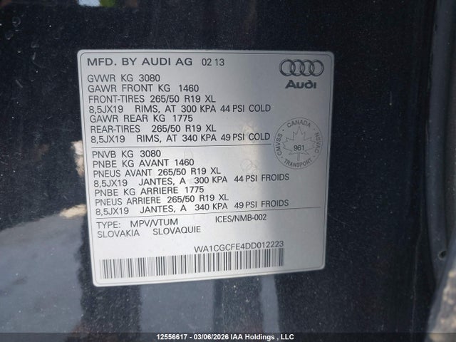 Aukcja sprzedaży 2013 Audi Q7 3.0t, vin: WA1CGCFE4DD012223, numer aukcji: 12556617