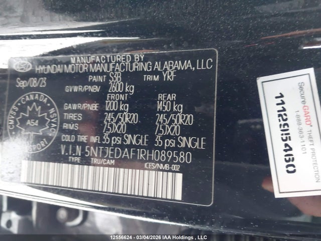 Продажа на аукционе авто 2024 Hyundai Santa Cruz Ultimate Awd With Colour Package, vin: 5NTJEDAF1RH089580, номер лота: 12556624