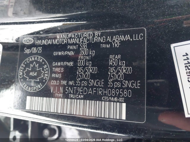 Продажа на аукционе авто 2024 Hyundai Santa Cruz Ultimate Awd With Colour Package, vin: 5NTJEDAF1RH089580, номер лота: 12556624