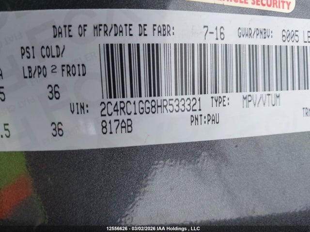 2C4RC1GG8HR533321 Chrysler Pacifica Limited