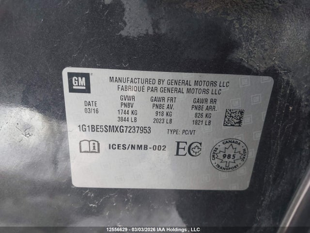 1G1BE5SMXG7237953 Chevrolet Cruze